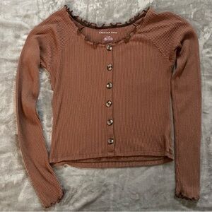 AMERICAN EAGLE BROWN OFF THE SHOULDER LONGE SLEEVE